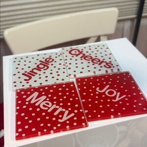 Festive Red and White Coasters Set